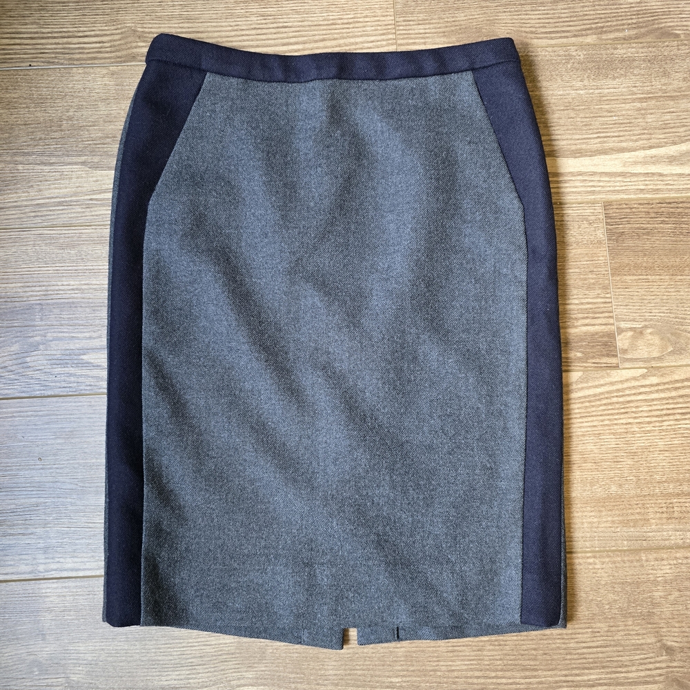 J.CREW Skirt Women 4 Gray Wool No.2 Pencil Lined Preppy Academia Office Modest